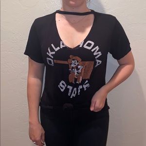 Ok State V neck top